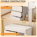 Commode à langer avec 2 tiroirs, commode moderne pour chambre d'enfant avec espace de rangement ouvert, table à langer pour chambre à coucher, chambre d'enfant, blanc