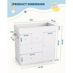 Commode à langer avec 2 tiroirs, commode moderne pour chambre d'enfant avec espace de rangement ouvert, table à langer pour chambre à coucher, chambre d'enfant, blanc