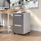 Classeur mobile à 2 tiroirs avec serrure, armoire de rangement entièrement métallique sur roulettes à 360°
