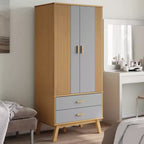 vidaXL Armoire gris et marron en bois de pin massif, bois d'ingénierie