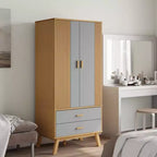 vidaXL Armoire gris et marron en bois de pin massif, bois d'ingénierie