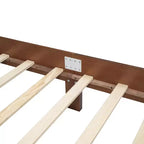 FAMYYT Lit plateforme queen size en bois avec tête de lit en rotin naturel et support à lattes en bois, assemblage facile