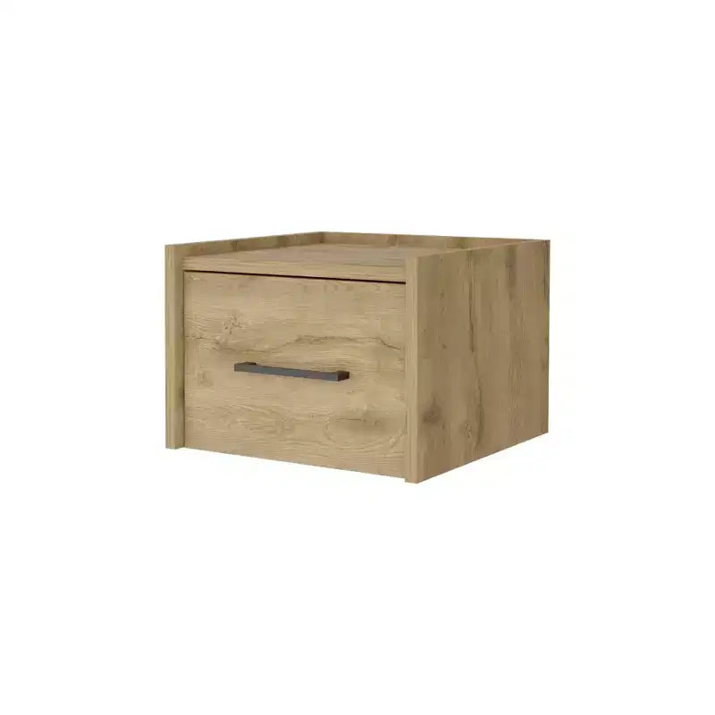 HomeRoots 10 Beige One Drawer Faux Wood Floating Nightstand
