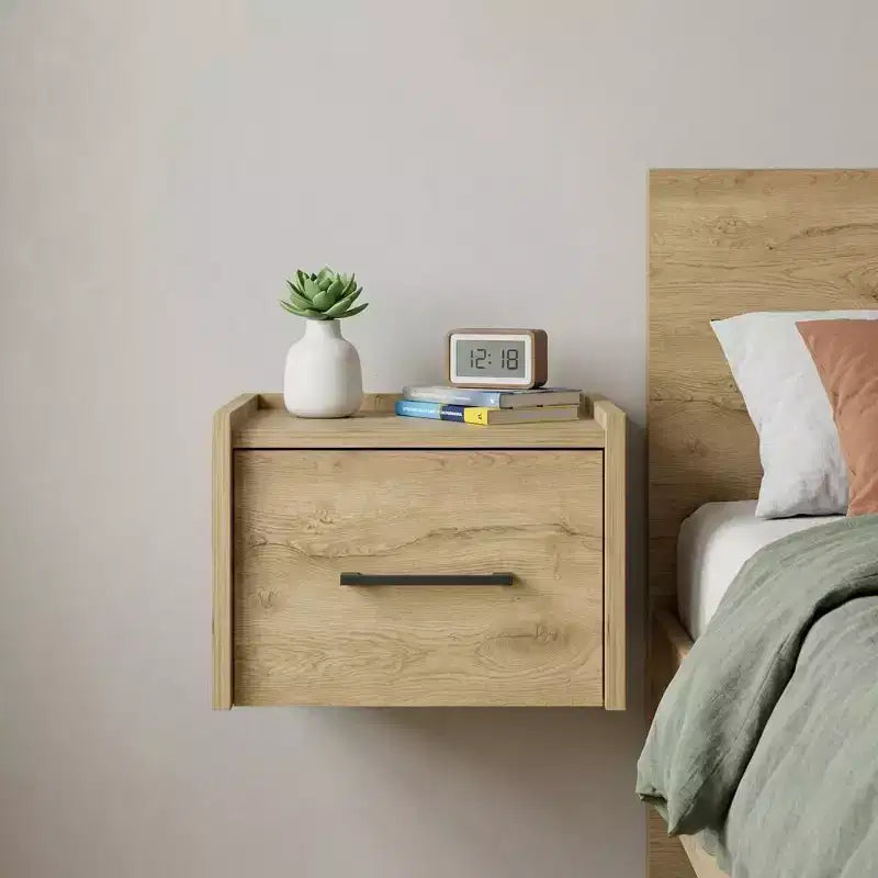 HomeRoots Table de chevet flottante 10 tiroirs aspect bois beige