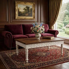 HomeRoots Table basse en bois massif marron et ivoire 48 po
