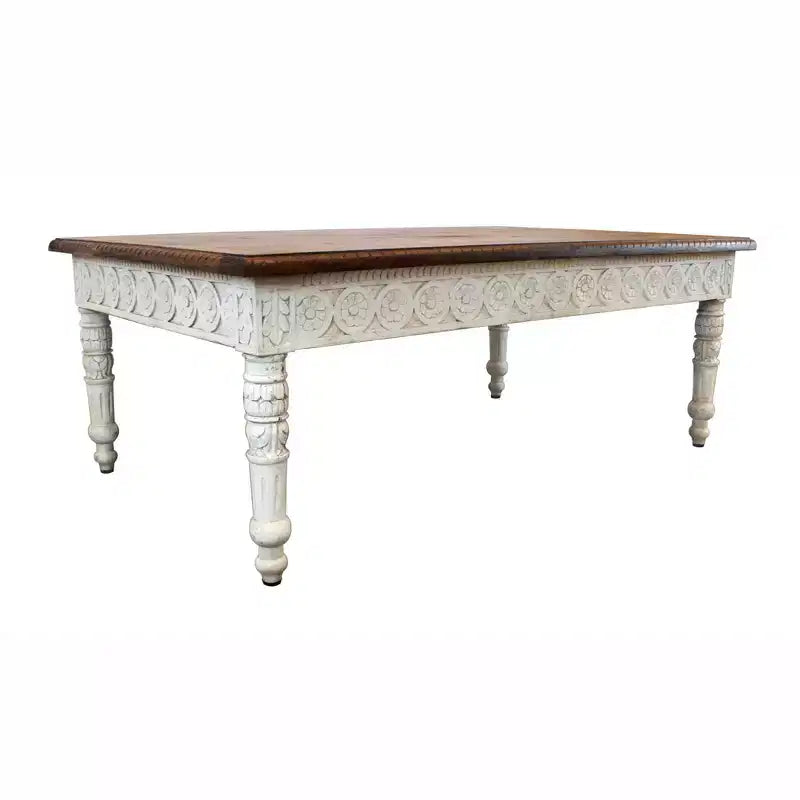 HomeRoots Table basse en bois massif marron et ivoire 48 po
