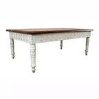 HomeRoots Table basse en bois massif marron et ivoire 48 po