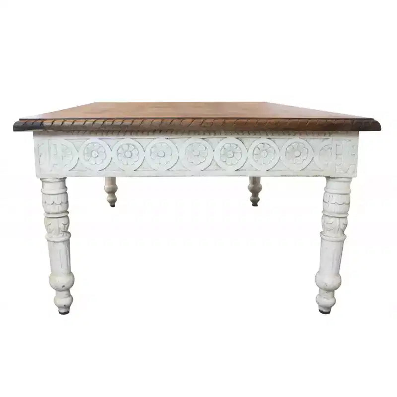 HomeRoots Table basse en bois massif marron et ivoire 48 po