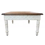 HomeRoots Table basse en bois massif marron et ivoire 48 po
