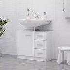 vidaXL Meuble sous-vasque blanc Bois d'ingénierie Moyen Meuble de salle de bain sous-vasque