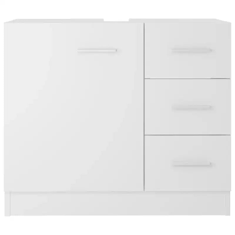 vidaXL Meuble sous-vasque blanc Bois d'ingénierie Moyen Meuble de salle de bain sous-vasque