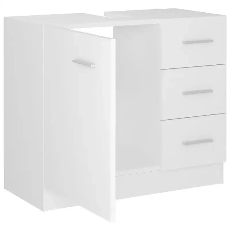 vidaXL Meuble sous-vasque blanc Bois d'ingénierie Moyen Meuble de salle de bain sous-vasque