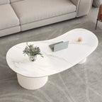 Table basse ovale standard minimaliste blanche avec 2 tiroirs