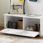 Meuble d'entrée classique moderne avec banc porte-chaussures et patères pour le rangement suspendu