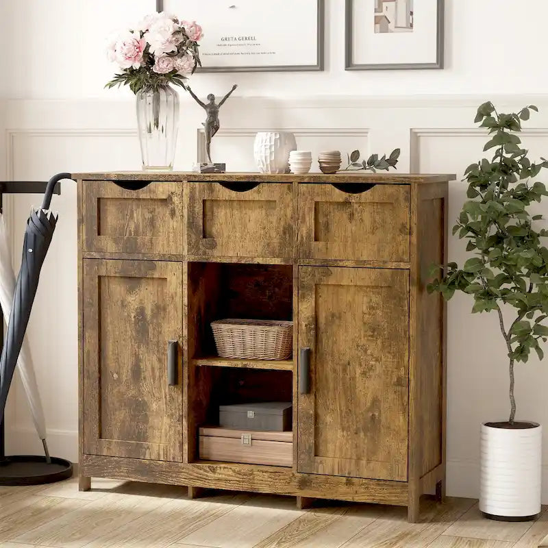 Meubles de rangement, meuble de rangement en bois avec tiroirs et étagères, armoire d'appoint pour salon, chambre, salle de bain