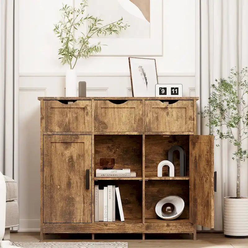 Meubles de rangement, meuble de rangement en bois avec tiroirs et étagères, armoire d'appoint pour salon, chambre, salle de bain