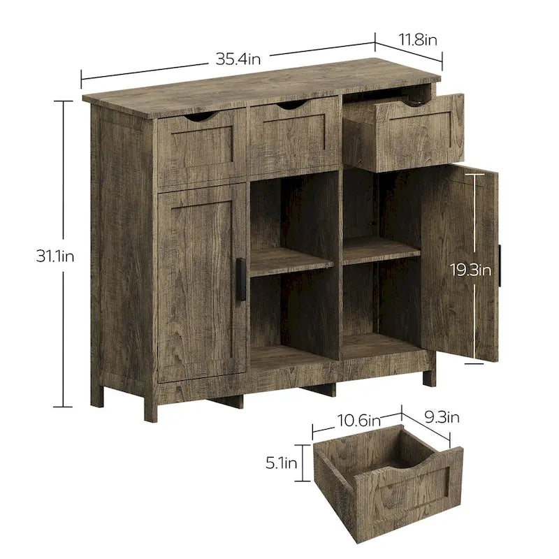 Meubles de rangement, meuble de rangement en bois avec tiroirs et étagères, armoire d'appoint pour salon, chambre, salle de bain