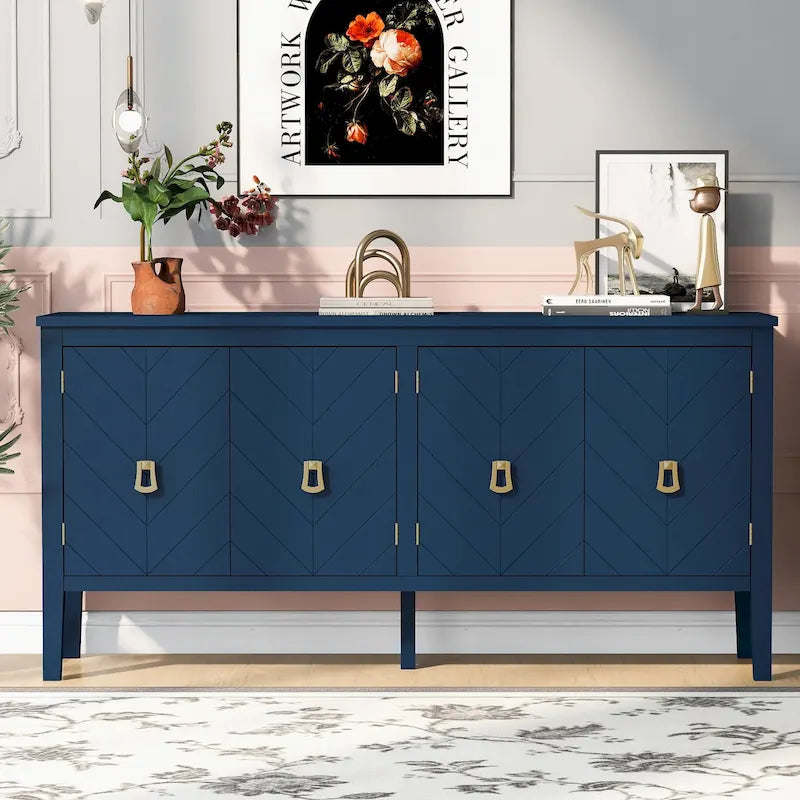 Buffet quatre portes avec motifs de lignes géométriques