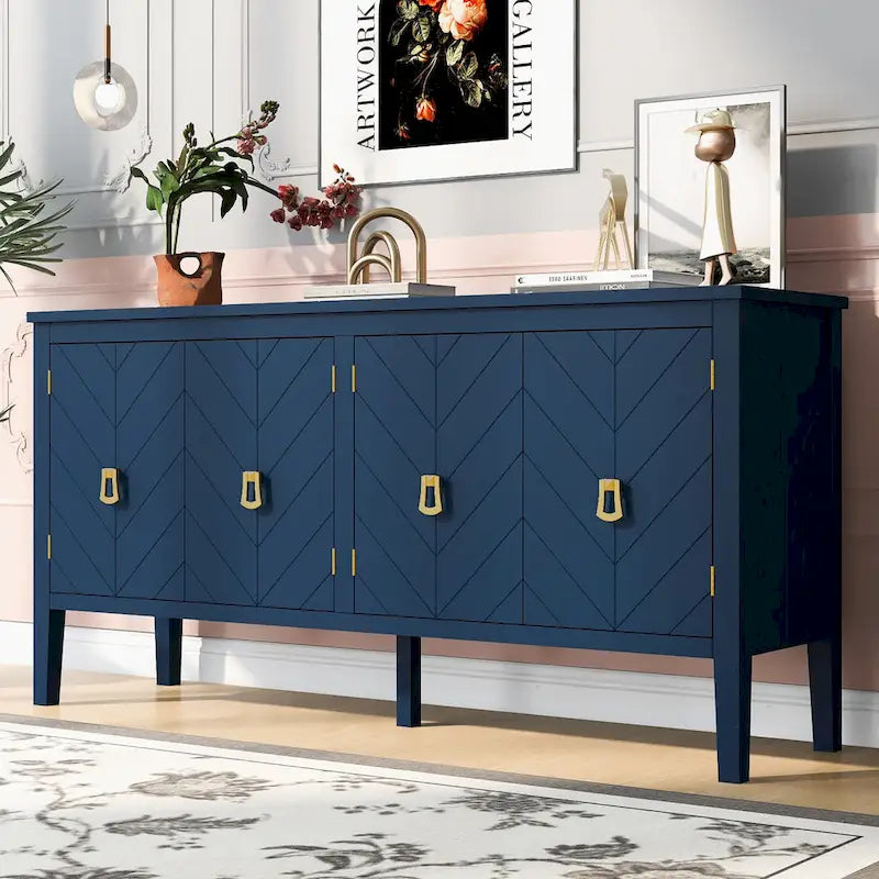 Buffet quatre portes avec motifs de lignes géométriques