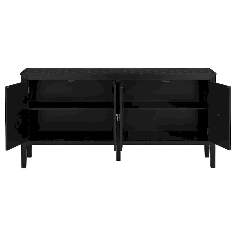 Buffet quatre portes avec motifs de lignes géométriques