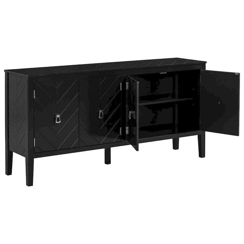 Buffet quatre portes avec motifs de lignes géométriques