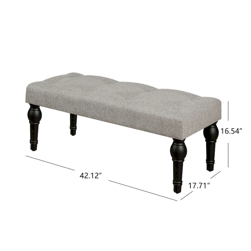 Banc de chevet français rembourré avec pieds à colonnes romaines