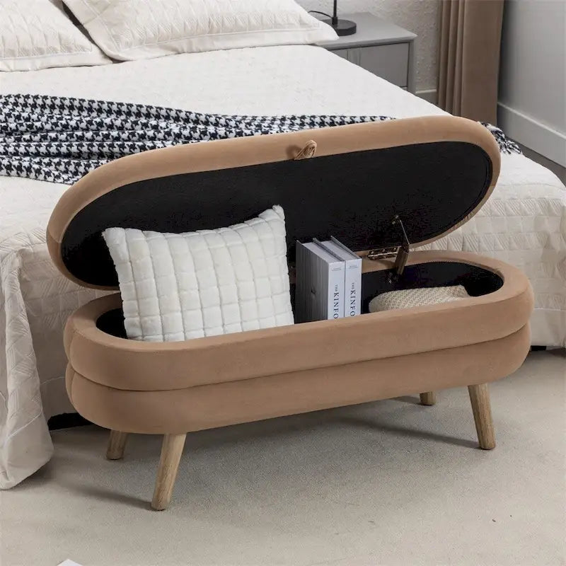 Banc de rangement Banc de chambre avec pieds en bois pour salon chambre