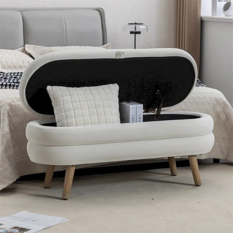 Banc de rangement Banc de chambre avec pieds en bois pour salon chambre