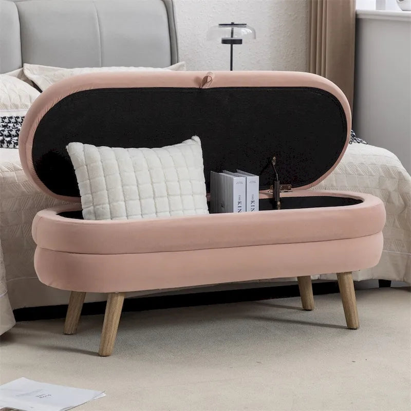 Banc de rangement Banc de chambre avec pieds en bois pour salon chambre