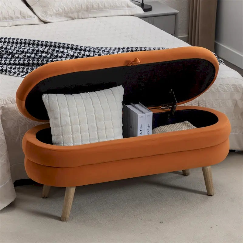Banc de rangement Banc de chambre avec pieds en bois pour salon chambre
