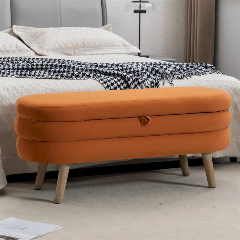Banc de rangement Banc de chambre avec pieds en bois pour salon chambre