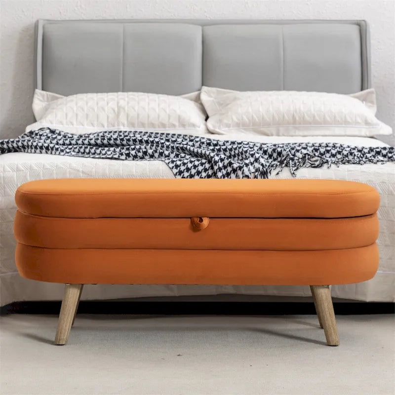 Banc de rangement Banc de chambre avec pieds en bois pour salon chambre