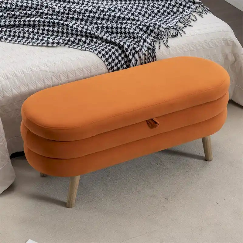 Banc de rangement Banc de chambre avec pieds en bois pour salon chambre