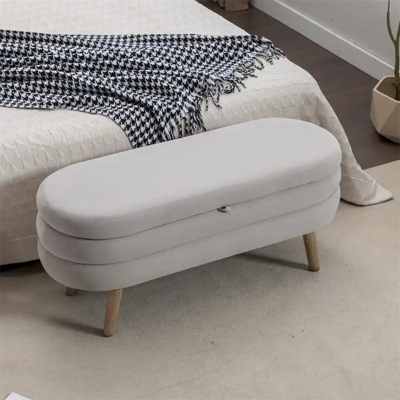 Banc de rangement Banc de chambre avec pieds en bois pour salon chambre