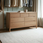Commode double en chêne naturel traditionnel pour chambre à coucher