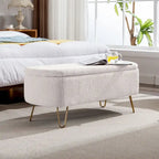 Banc de rangement ottoman ovale avec pieds dorés par - 39.37L x 15.75l x 15.50H