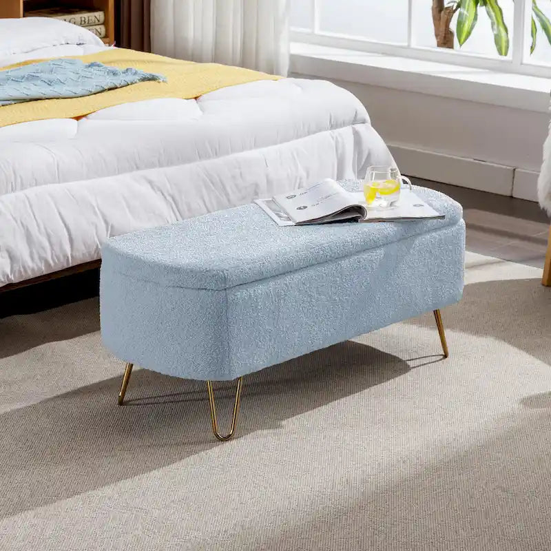 Banc de rangement ottoman ovale avec pieds dorés par - 39.37L x 15.75l x 15.50H