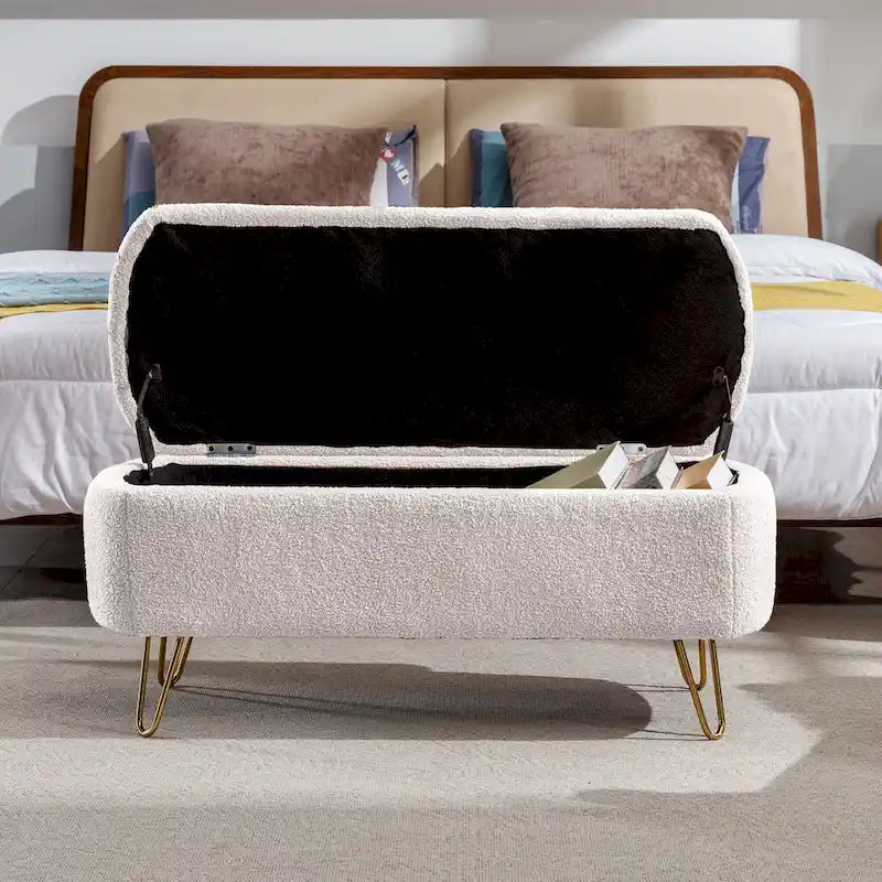 Banc de rangement ottoman ovale avec pieds dorés par - 39.37L x 15.75l x 15.50H