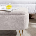 Banc de rangement ottoman ovale avec pieds dorés par - 39.37L x 15.75l x 15.50H