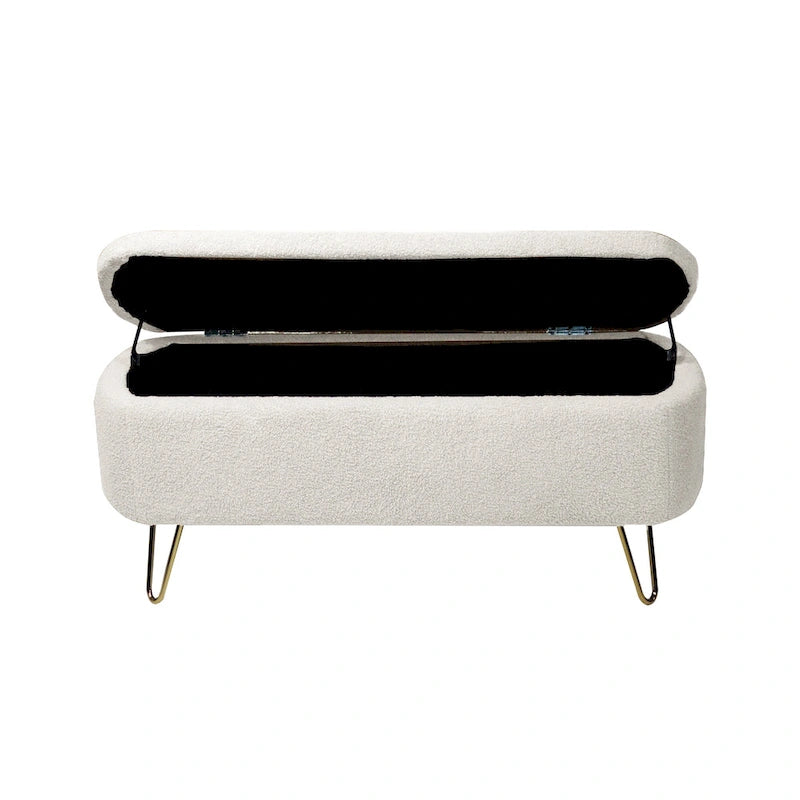 Banc de rangement ottoman ovale avec pieds dorés par - 39.37L x 15.75l x 15.50H