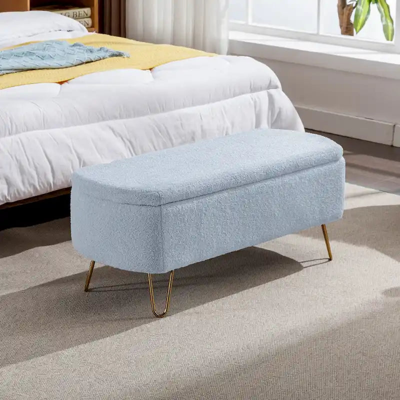 Banc de rangement ottoman ovale avec pieds dorés par - 39.37L x 15.75l x 15.50H