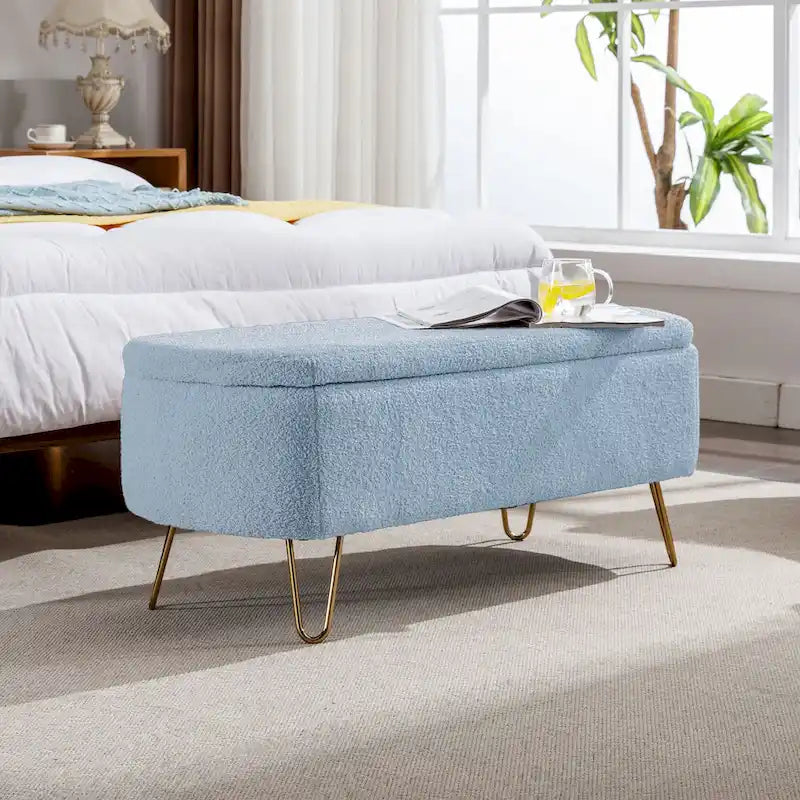 Banc de rangement ottoman ovale avec pieds dorés par - 39.37L x 15.75l x 15.50H