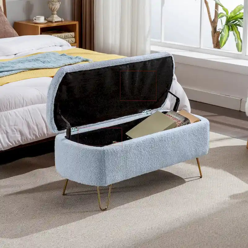 Banc de rangement ottoman ovale avec pieds dorés par - 39.37L x 15.75l x 15.50H