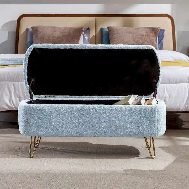 Banc de rangement ottoman ovale avec pieds dorés par - 39.37L x 15.75l x 15.50H