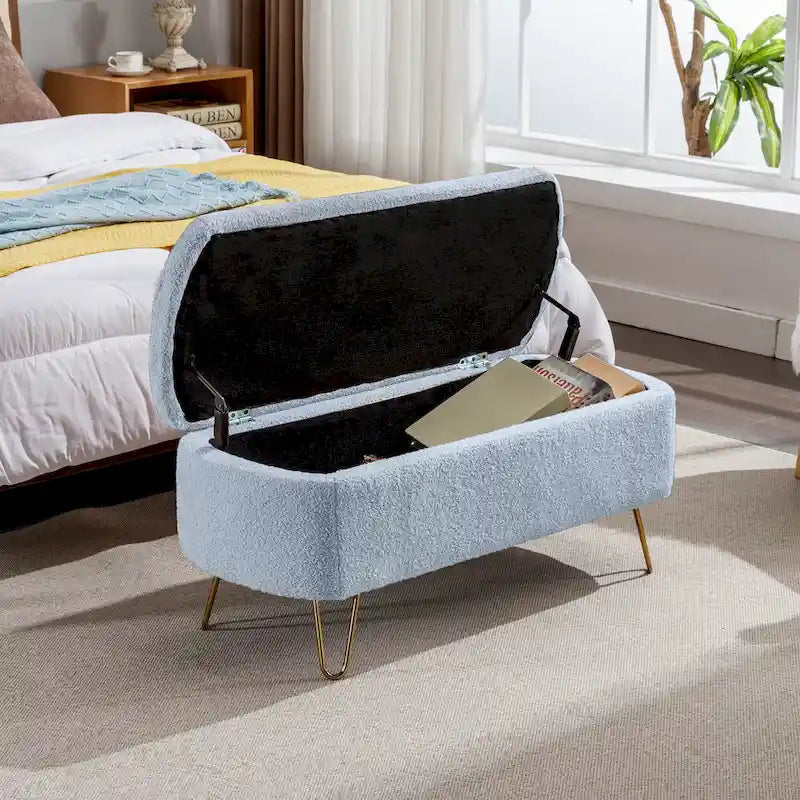 Banc de rangement ottoman ovale avec pieds dorés par - 39.37L x 15.75l x 15.50H