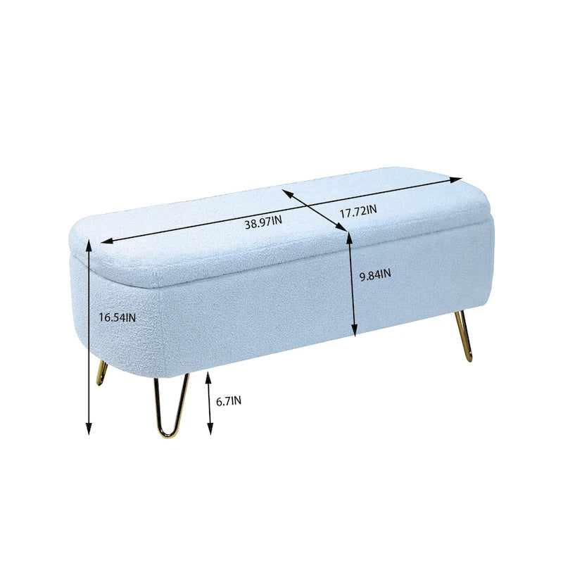 Banc de rangement ottoman ovale avec pieds dorés par - 39.37L x 15.75l x 15.50H