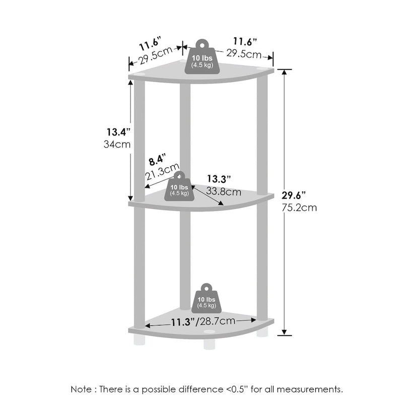 Étagère d'angle multifonctionnelle à 3 niveaux, Étagère de présentation