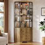 Bibliothèque d'angle haute à 7 niveaux, étagère d'angle industrielle de 193 cm avec rangement
