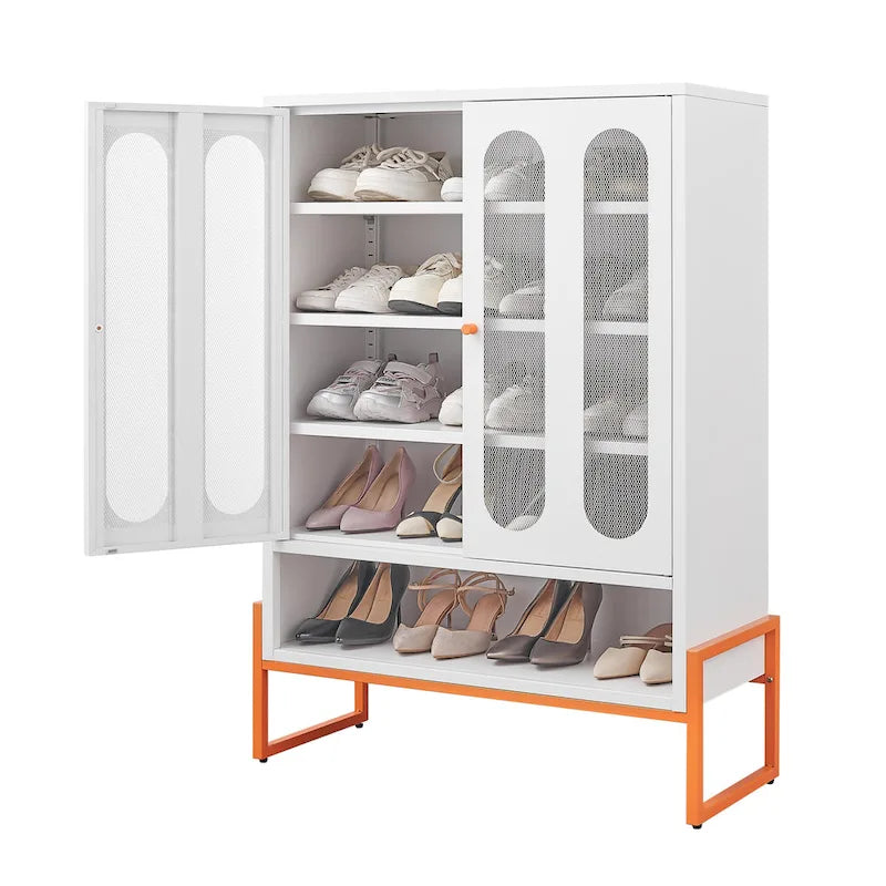 5.9H Foot Double-Sided Door Shoe Cabinet With Movable Double-Layer Partitions And Hollow Base Moisture-Proof And Seismic Design