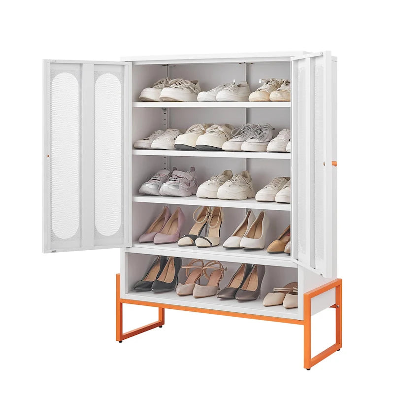 Meuble à chaussures double face de 1,80 m de haut avec cloisons mobiles à double couche et base creuse, conception anti-humidité et antisismique